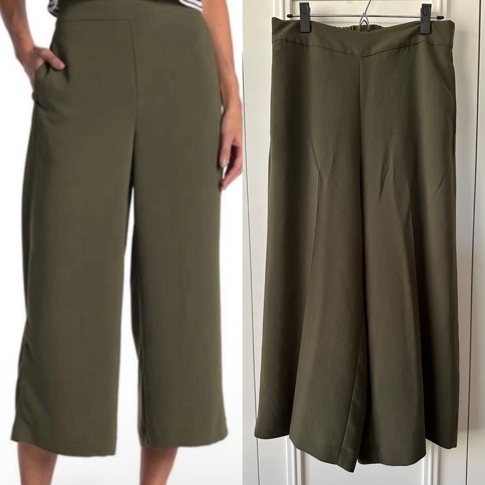 Madewell Huston Crop Wide Leg High Rise Pants in Kale, Size M